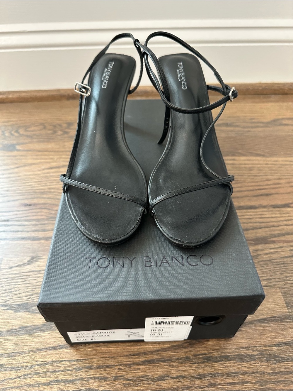 Tony Bianco Caprice Black Strappy Mid Heel Sandals 6.5 - Picture 2 of 6